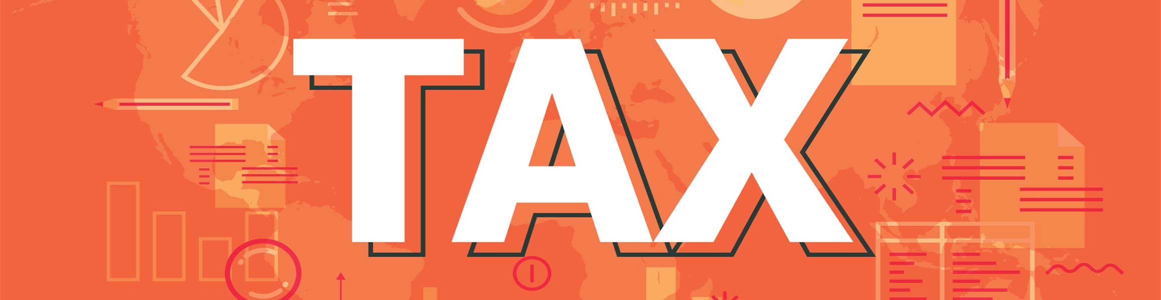 The word tax on an abstract orange background